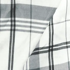 1 1/2 YD PC-Gray-Black-White Cotton Plaid Printed Batiste Fabric