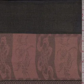 1 1/4 YD PC--Black/Clay Border Stripe Silk Chiffon