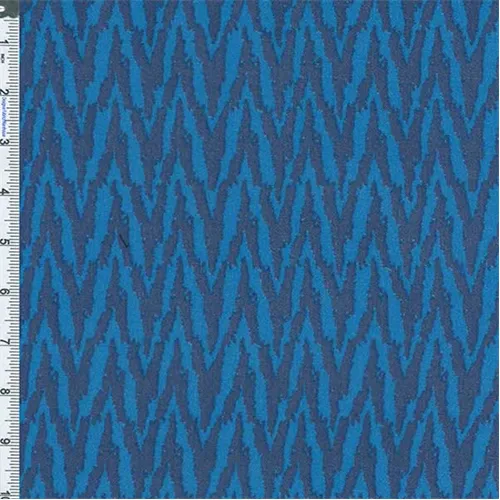 1 5/8 YD PC-Blue Sorrento Zig Zag Crepe Chiffon Fabric