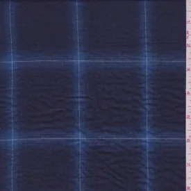 1 YD PC-Navy Windowpane Plaid Lawn  Fabric