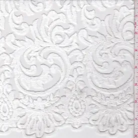 1 YD PC-White Embroidered Scroll Tulle Fabric