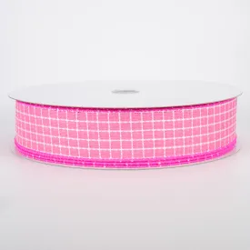 1.5" Embroidered Stitched Squares Ribbon: Pink (50 Yards)