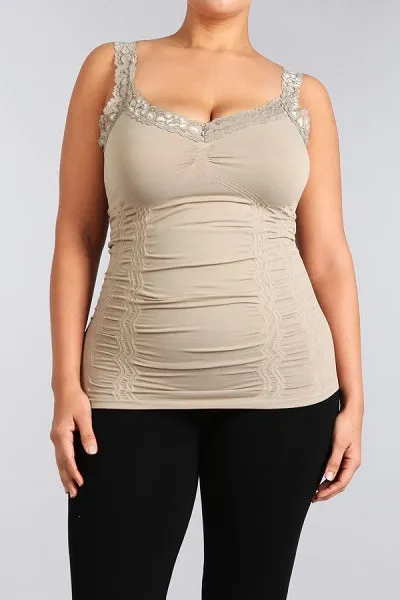 1878XL Extended Seamless Corset Cami w/Lace