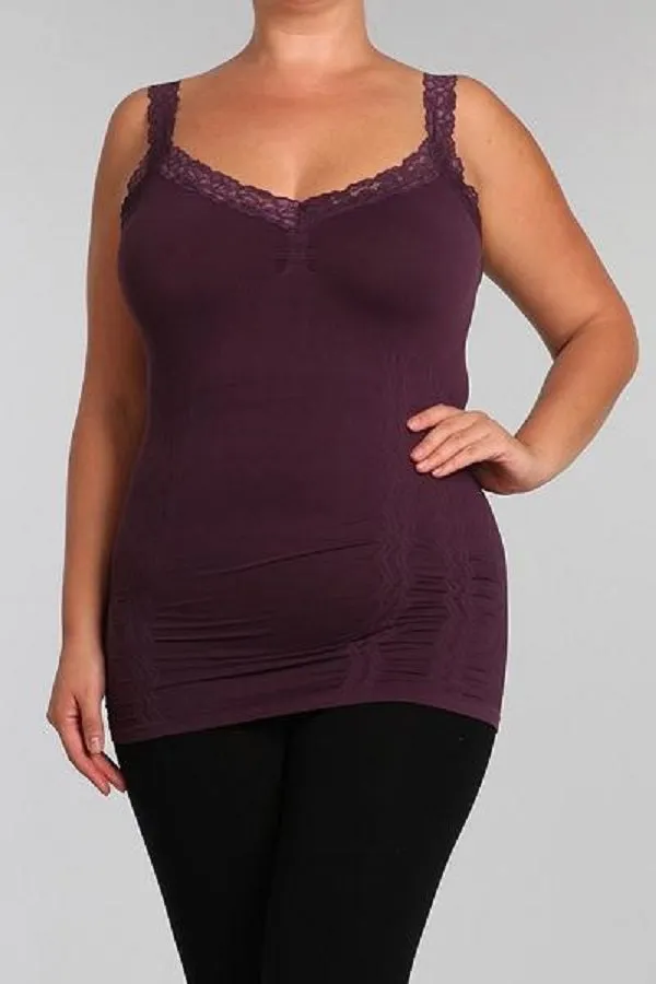 1878XL Extended Seamless Corset Cami w/Lace