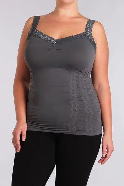 1878XL Extended Seamless Corset Cami w/Lace