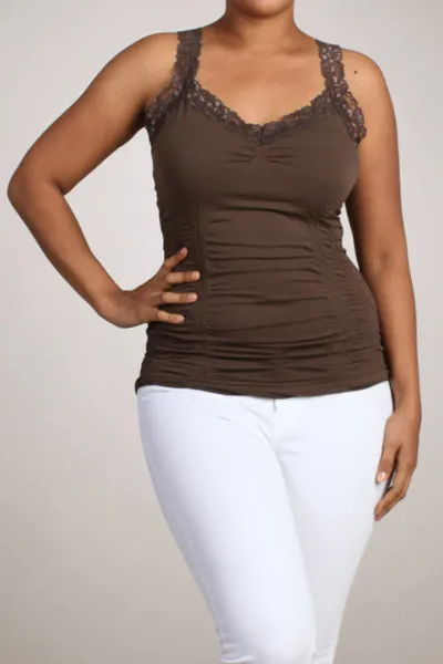 1878XL Extended Seamless Corset Cami w/Lace