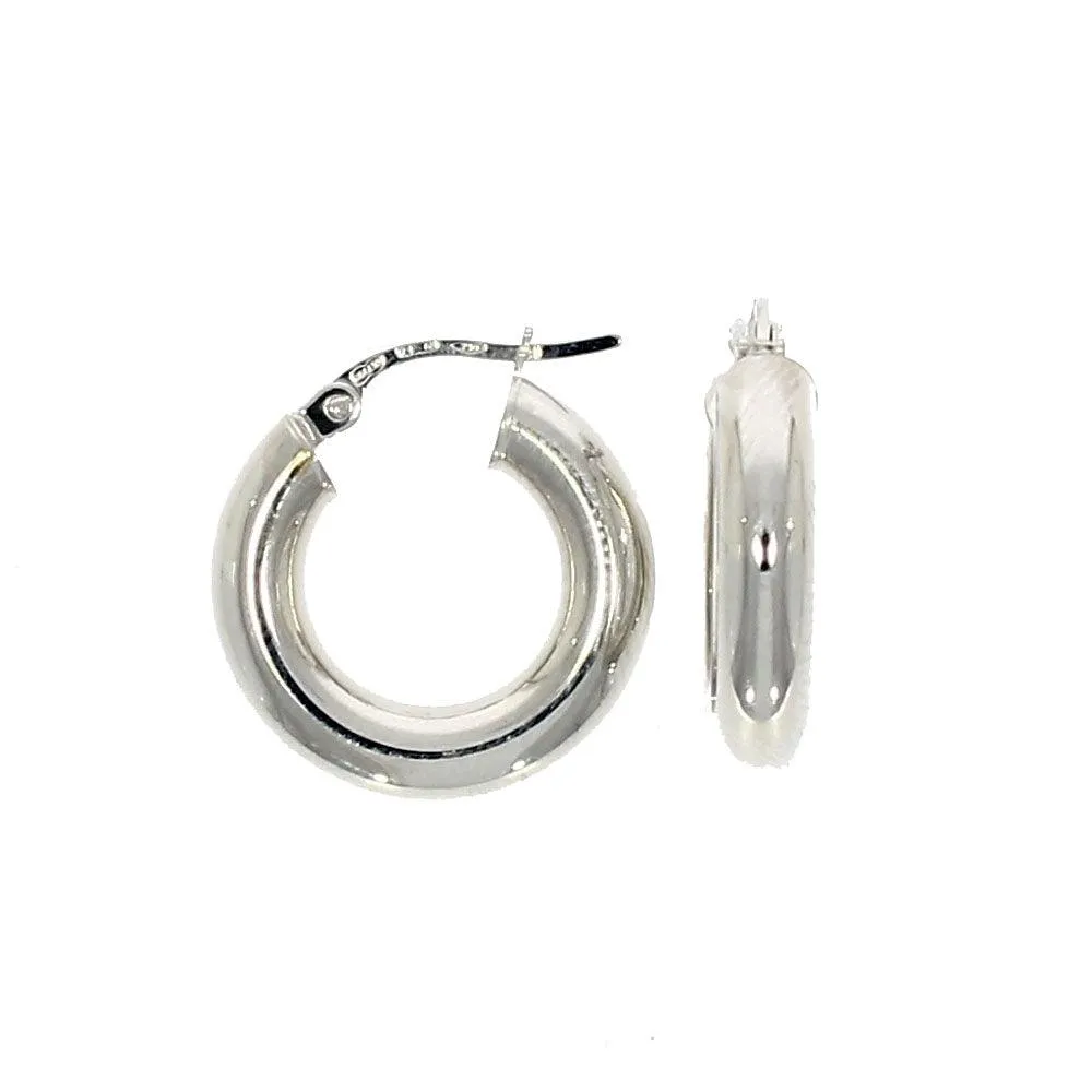 18ct White Gold 10mm Plain Hoop Earrings