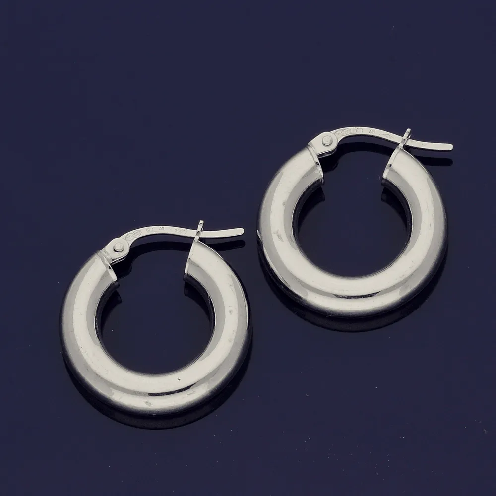 18ct White Gold 10mm Plain Hoop Earrings