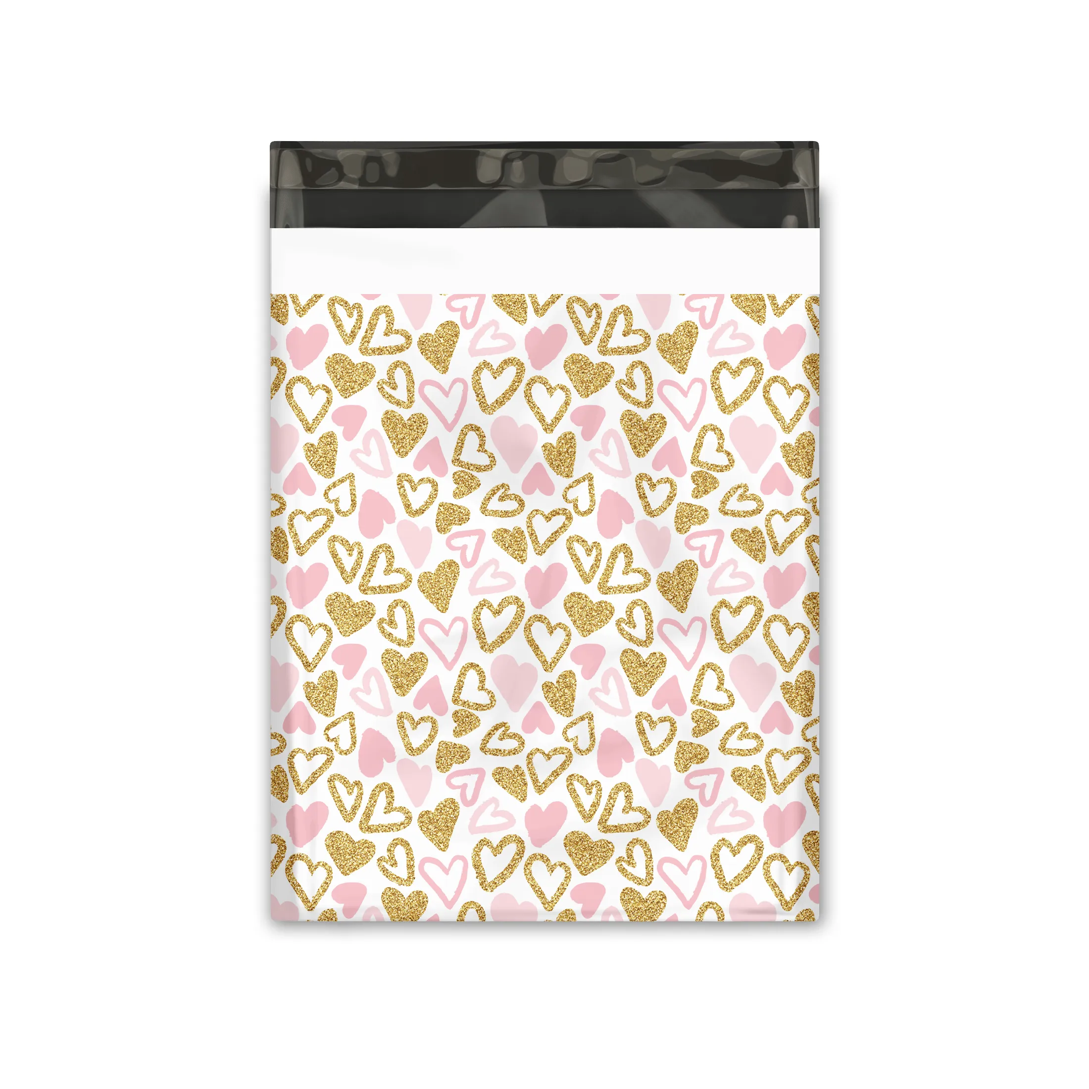 19x24" Pink and Gold Hearts Designer Poly Mailers Shipping Envelopes Premium Printed Bags