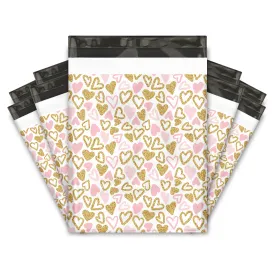 19x24" Pink and Gold Hearts Designer Poly Mailers Shipping Envelopes Premium Printed Bags