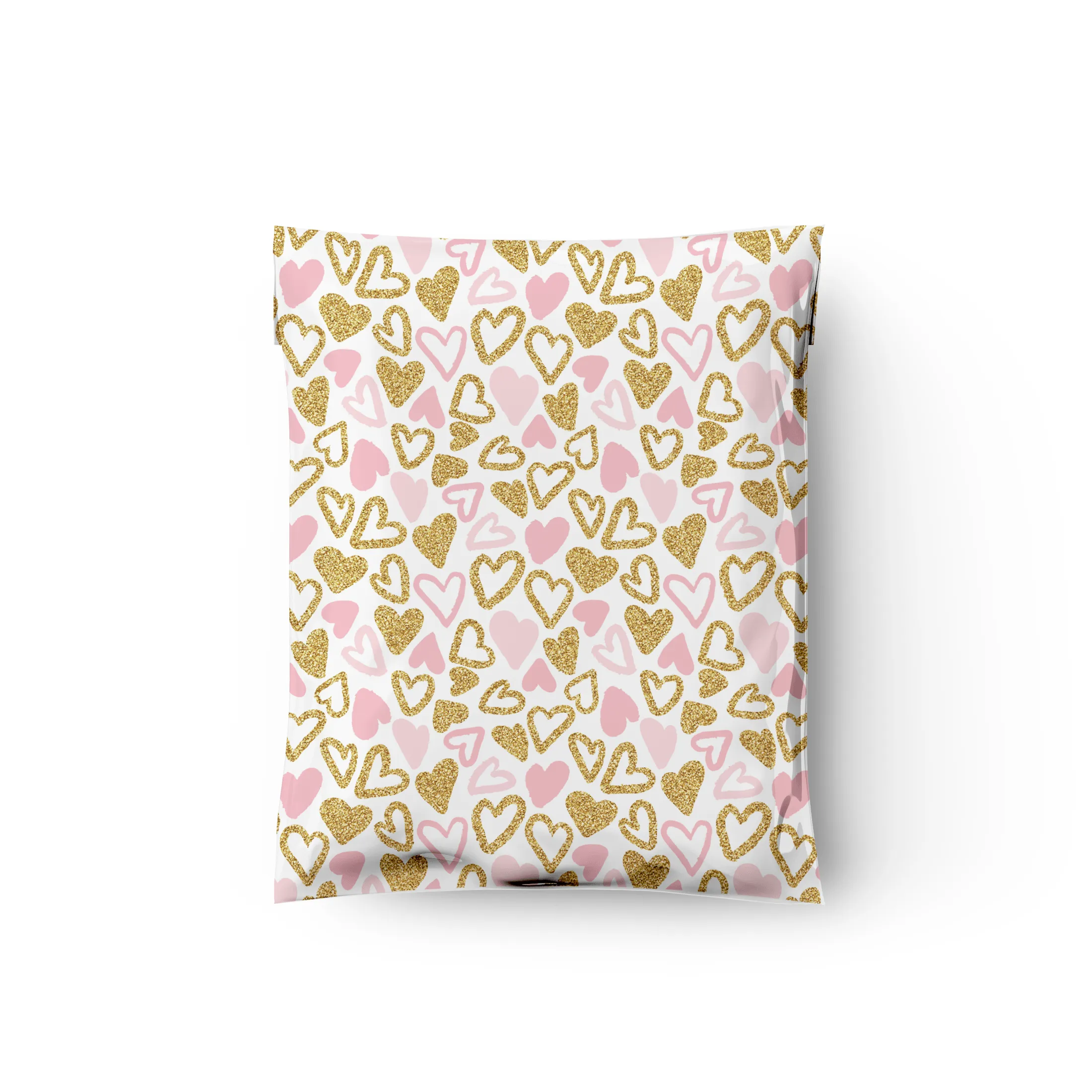 19x24" Pink and Gold Hearts Designer Poly Mailers Shipping Envelopes Premium Printed Bags