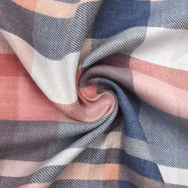 2 3/8 YD PC-Tropic Pink-Blue-Multi Plaid Twill Woven Fabric