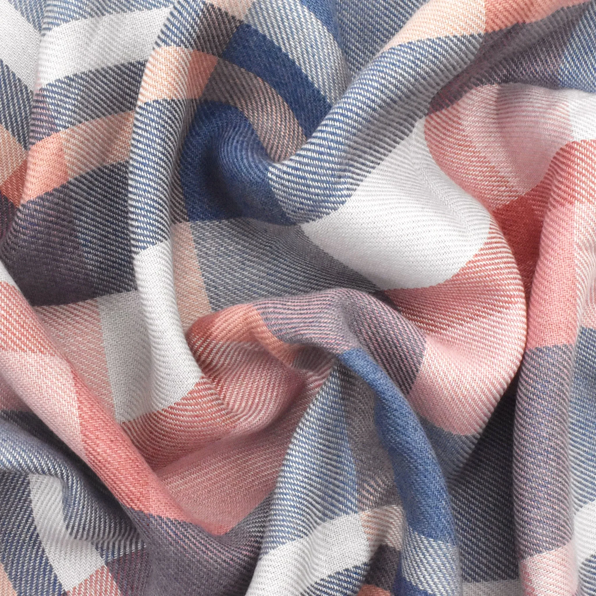 2 3/8 YD PC-Tropic Pink-Blue-Multi Plaid Twill Woven Fabric