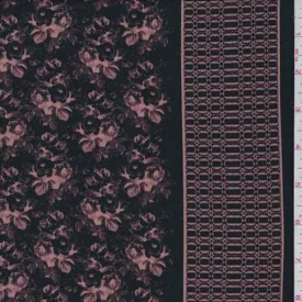 2 YD PC-Black/Mauve Wallpaper Floral Jersey Knit Fabric