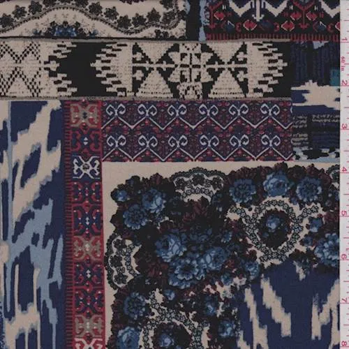 3 1/2 YD PC-Black Multi Patchwork Jersey Knit Fabric