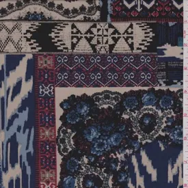 3 1/2 YD PC-Black Multi Patchwork Jersey Knit Fabric