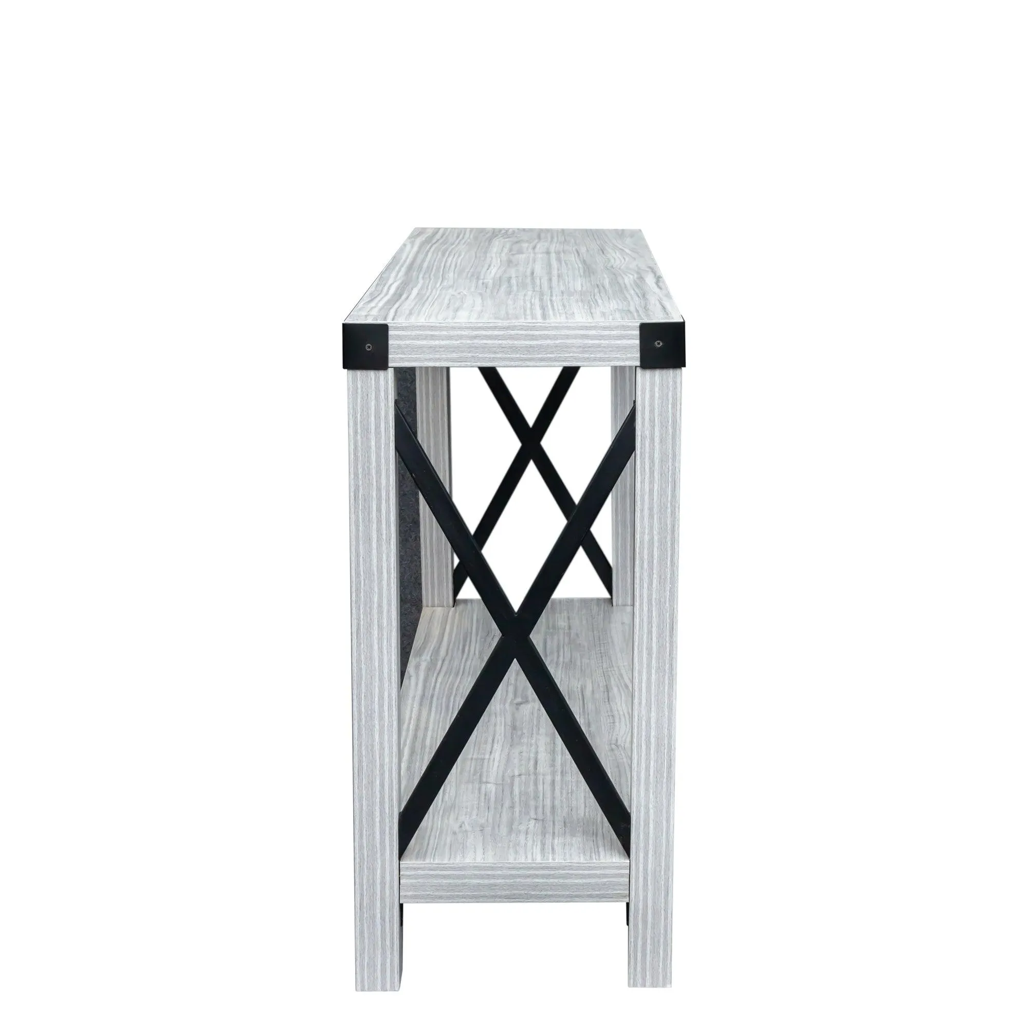 43.3" Plaid Grey Oak MDF Steel Console Table