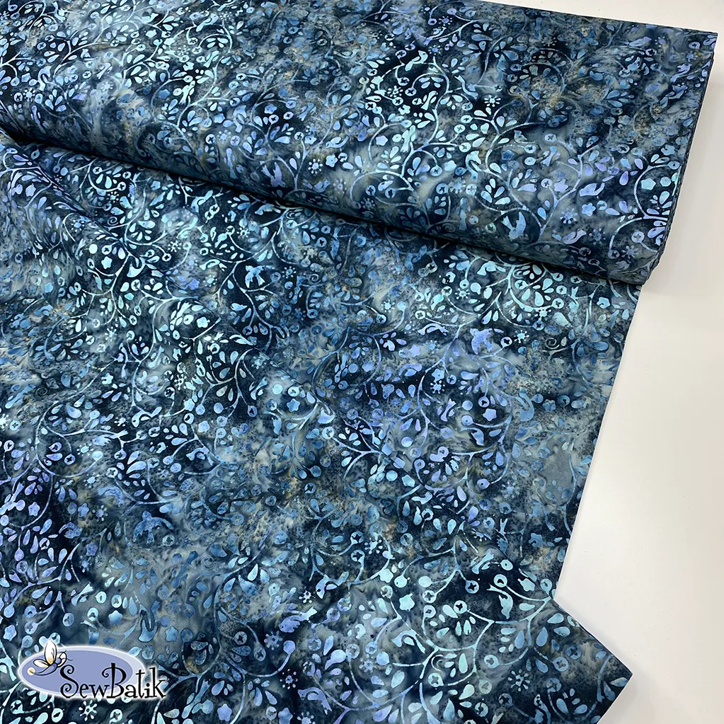 57" Batik Canvas (5oz) - Flock Together - Natural Sapphire  [ 17" CUT ONLY ]