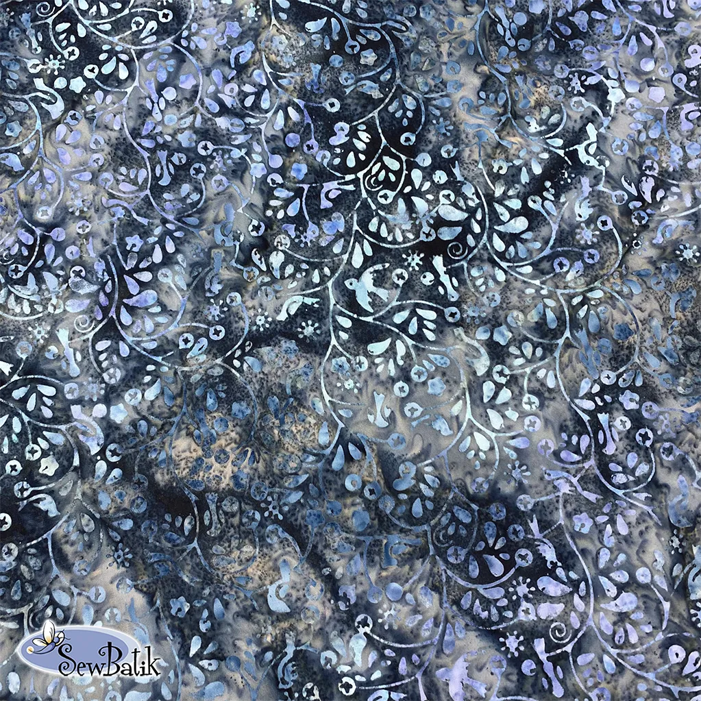 57" Batik Canvas (5oz) - Flock Together - Natural Sapphire  [ 17" CUT ONLY ]