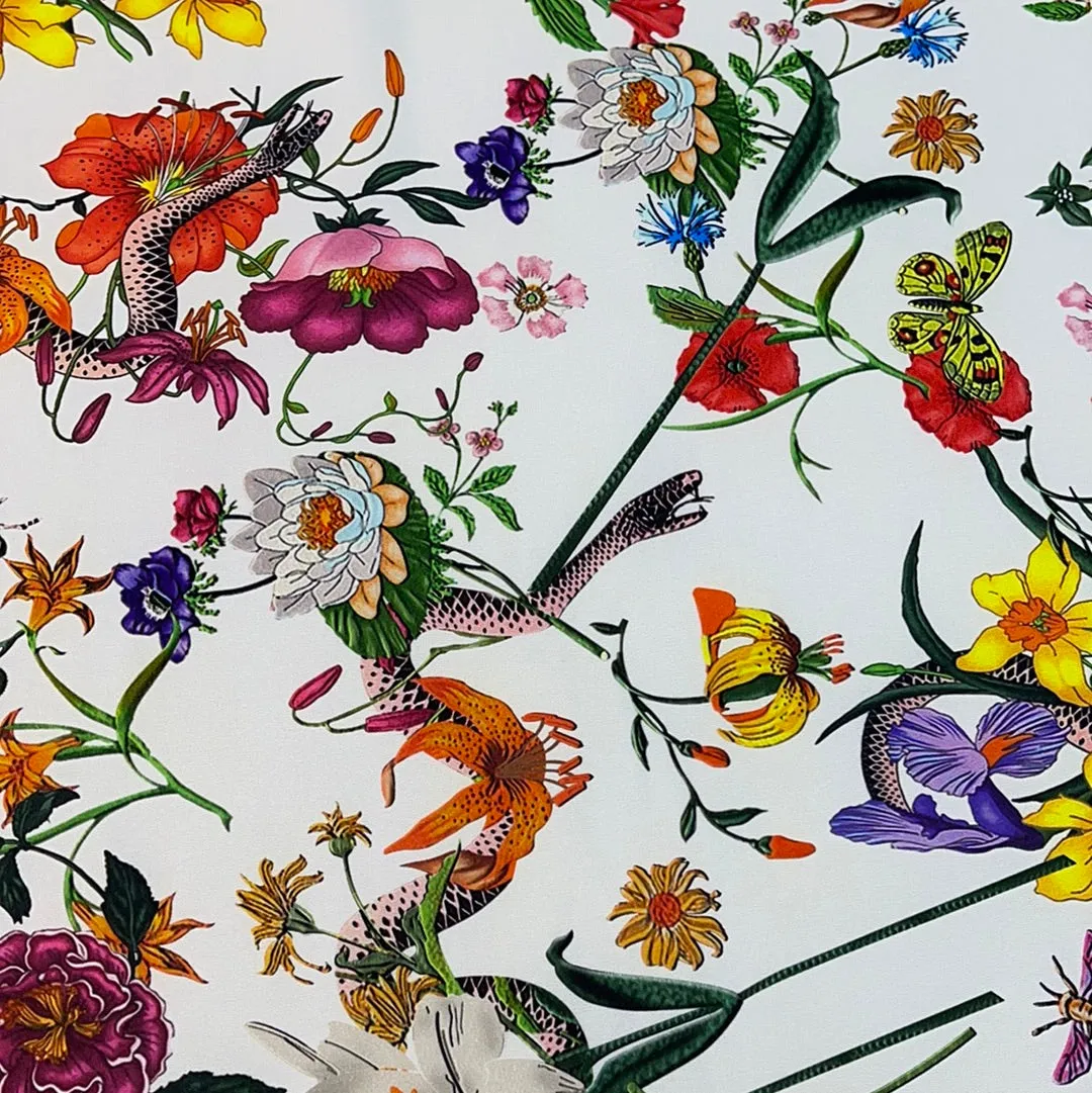 Abstract Floral Design on Light Ground Printed Fabric