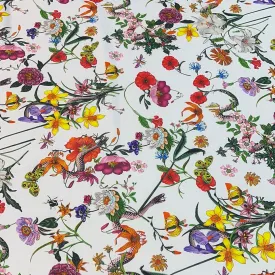 Abstract Floral Design on Light Ground Printed Fabric
