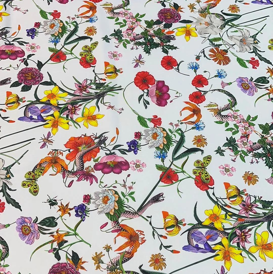 Abstract Floral Design on Light Ground Printed Fabric