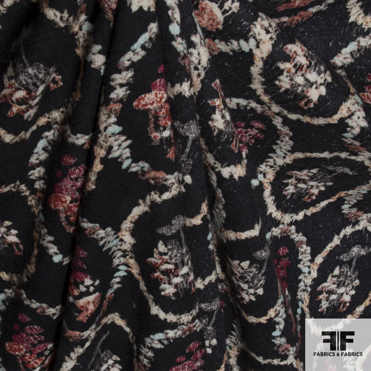 Abstract Floral Wool Printed - Charcoal/Multicolor