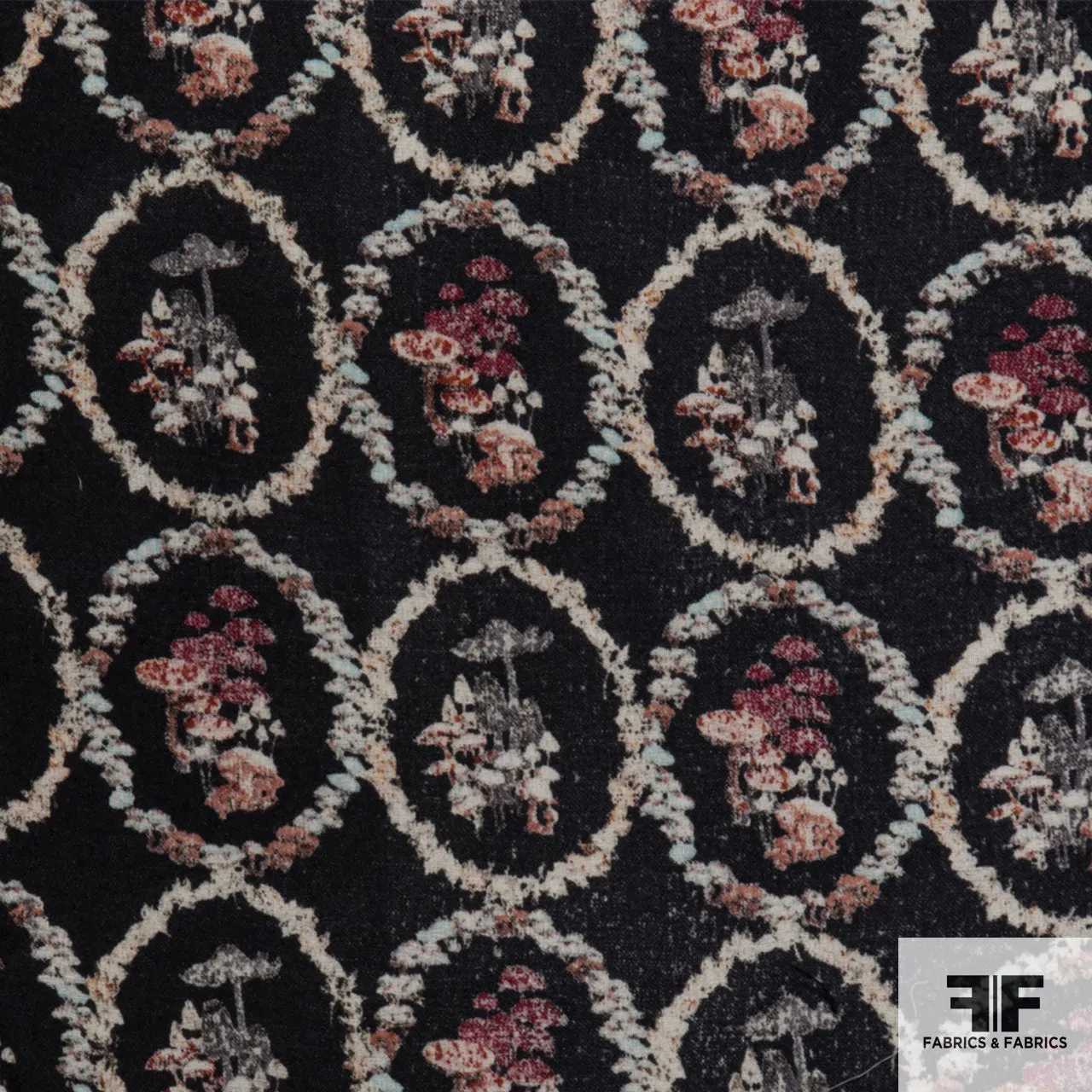 Abstract Floral Wool Printed - Charcoal/Multicolor