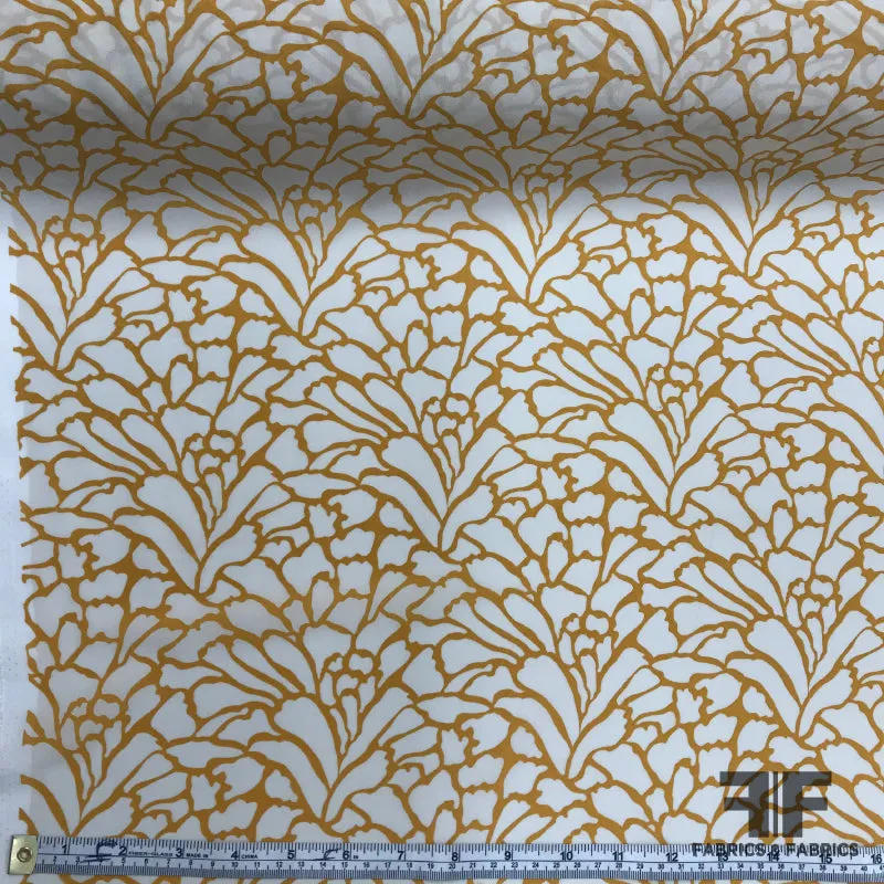 Abstract Printed Crepe de Chine - Mustard/White