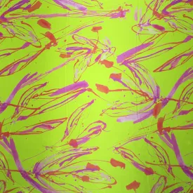 Abstract Splash Art Print on Blush Silk Charmeuse Fabric