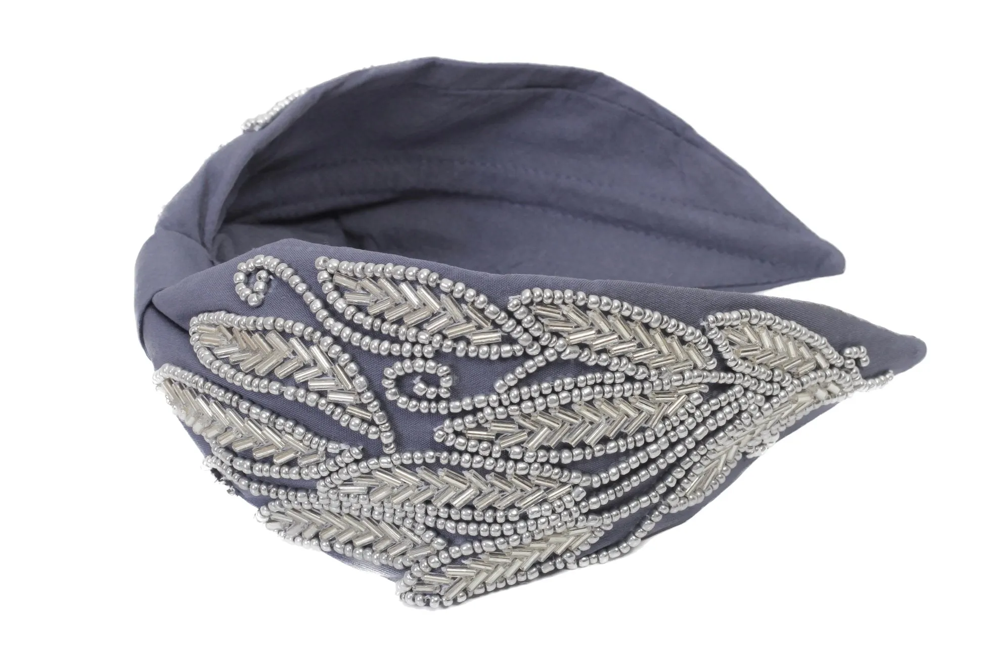 Agata Blue Bead Embroidered Women Headband
