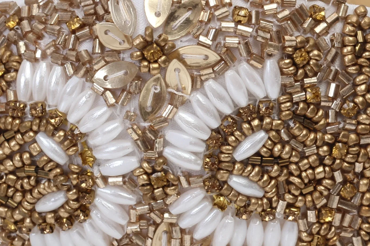 Agata White Bead Embroidered Women Headband