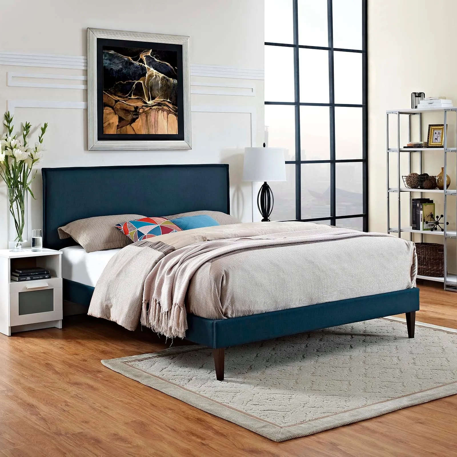 Amaris Fabric Platform Bed with Squared Tapered Legs by Modway
