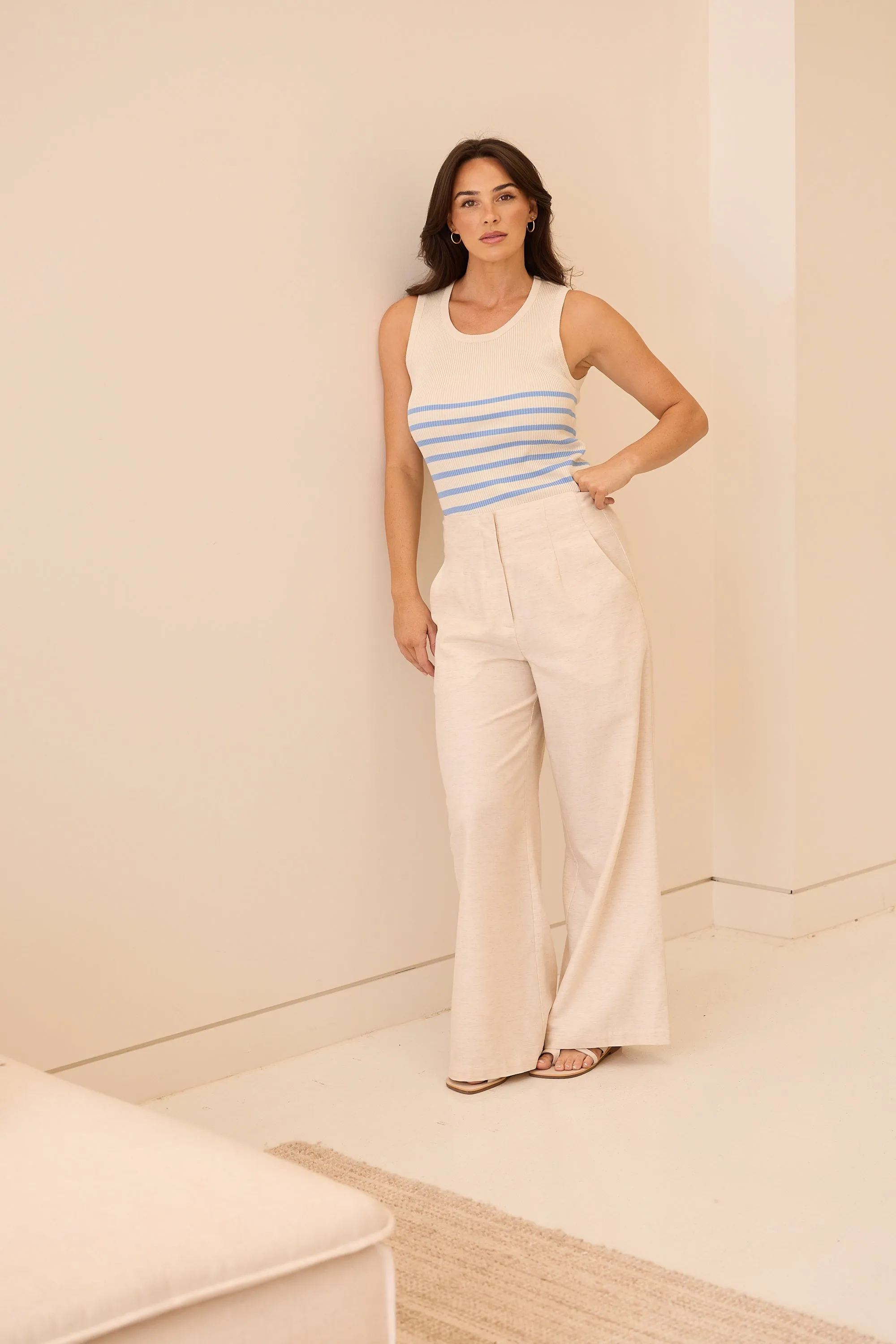 Amba Tank (Ecru w/ Blue Stripe)