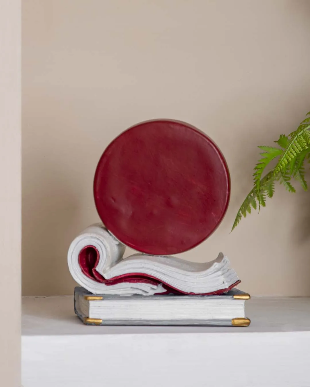 Antique Book Shaped Clock - Red