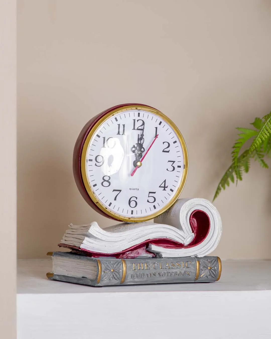 Antique Book Shaped Clock - Red