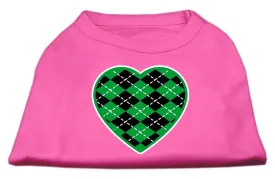 Argyle Heart Green Screen Print Shirt Bright Pink XXL (18)
