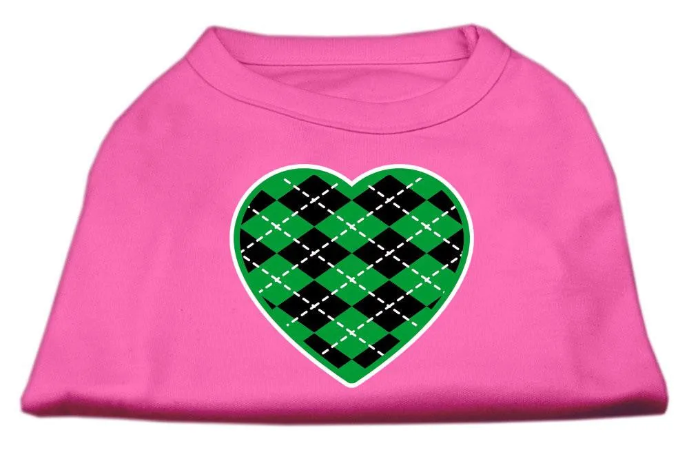 Argyle Heart Green Screen Print Shirt Bright Pink XXL (18)