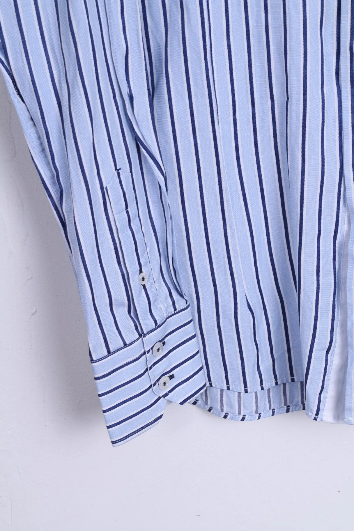 Arya Boy Mens Casual Shirt M Long Sleeve Blue Striped Button Down Collar