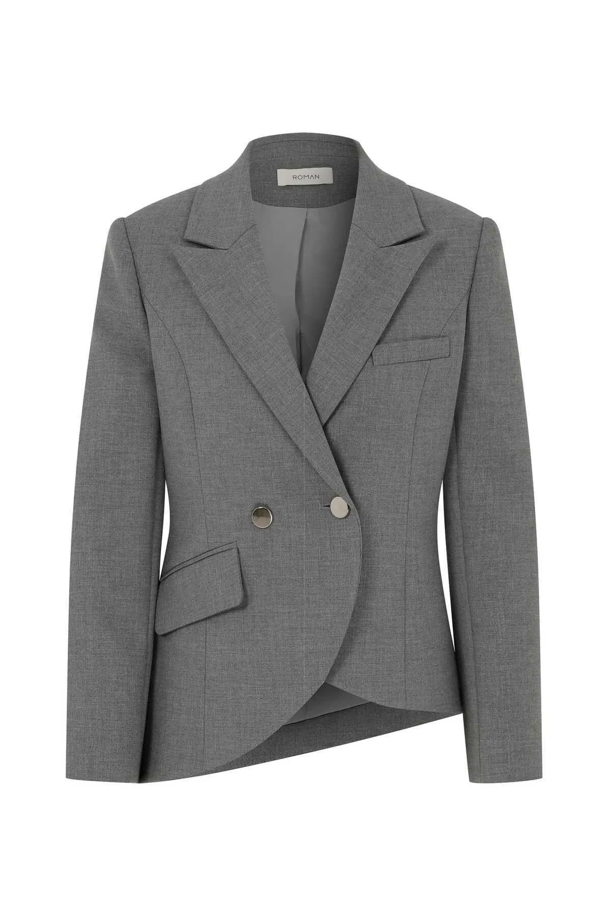 Asymmetric Cut Women's Jacket Gray