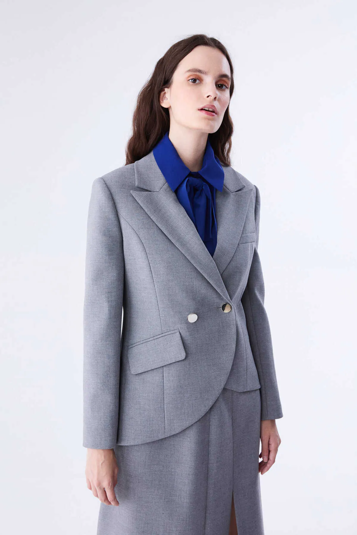 Asymmetric Cut Women's Jacket Gray