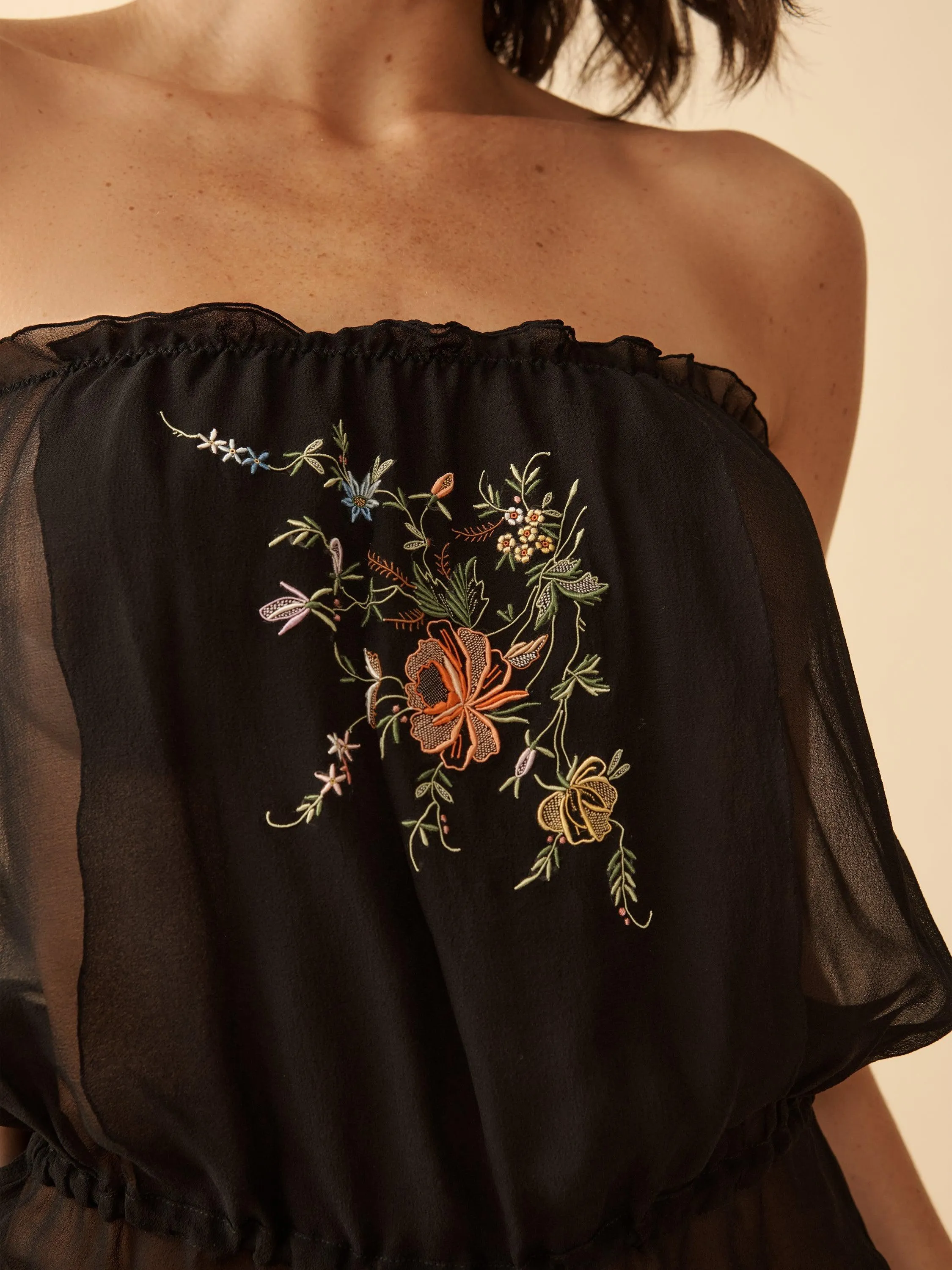 Atelier Vintage Strapless Romper Black