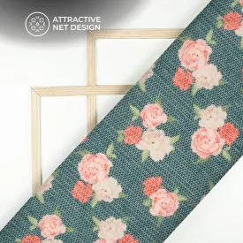 Azo Free Printed Tunisian Poly Crochet Net Fabric