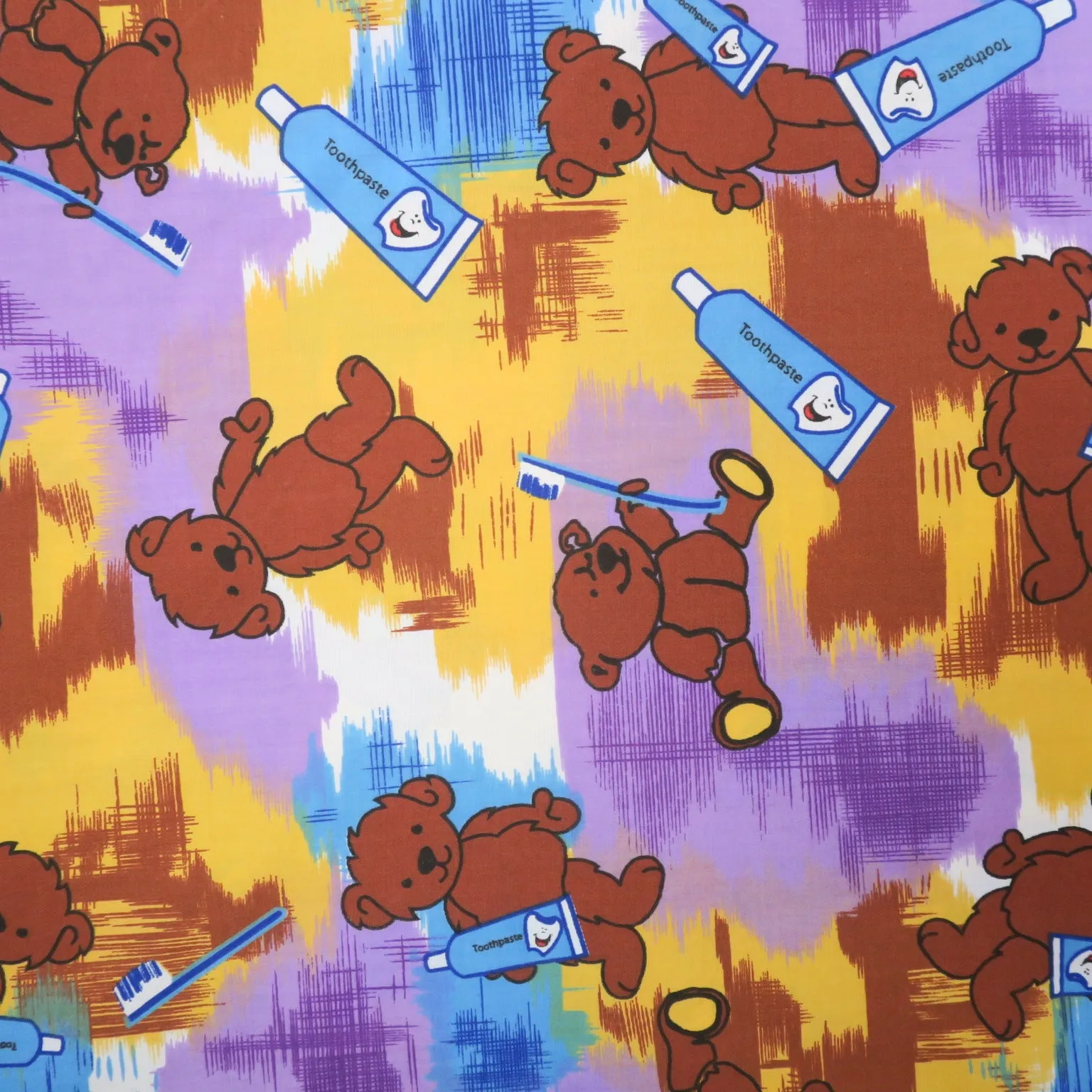 Bears and Toothbrushes Pattern Printed Cotton Blended Broadcloth