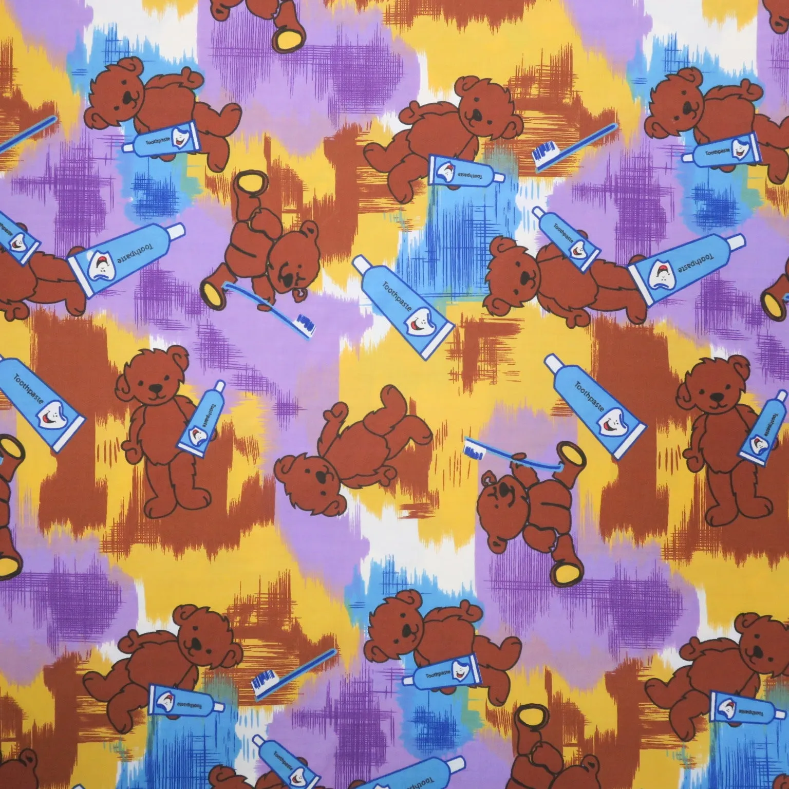 Bears and Toothbrushes Pattern Printed Cotton Blended Broadcloth