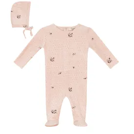 Bebe Bella Soft Pink Velour Print Footie   Hat