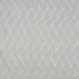 Beige Tulle with Silver and Champagne 3D Floral Design Embroidered Fabric