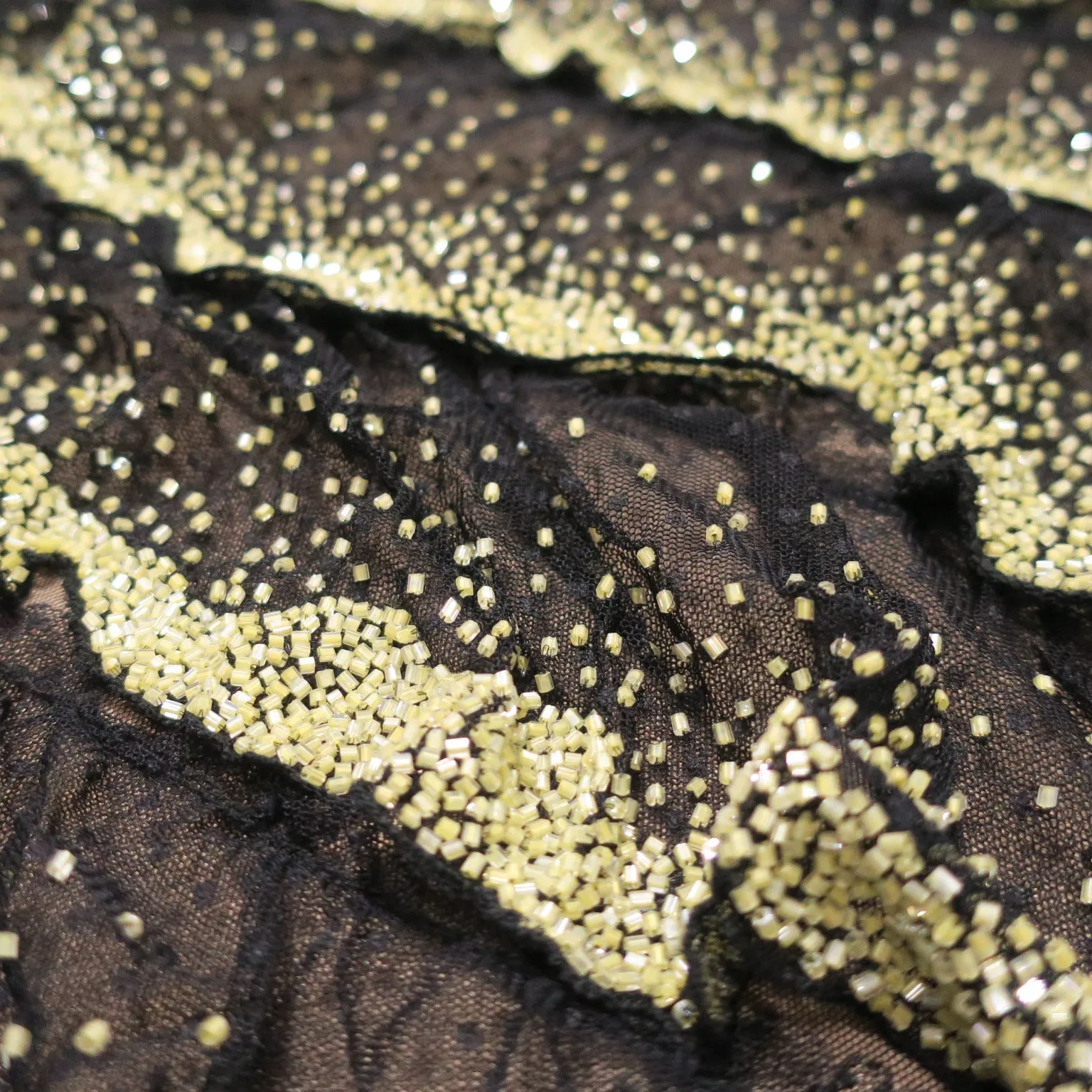 Black Abstract Embroidered Tulle Fabric