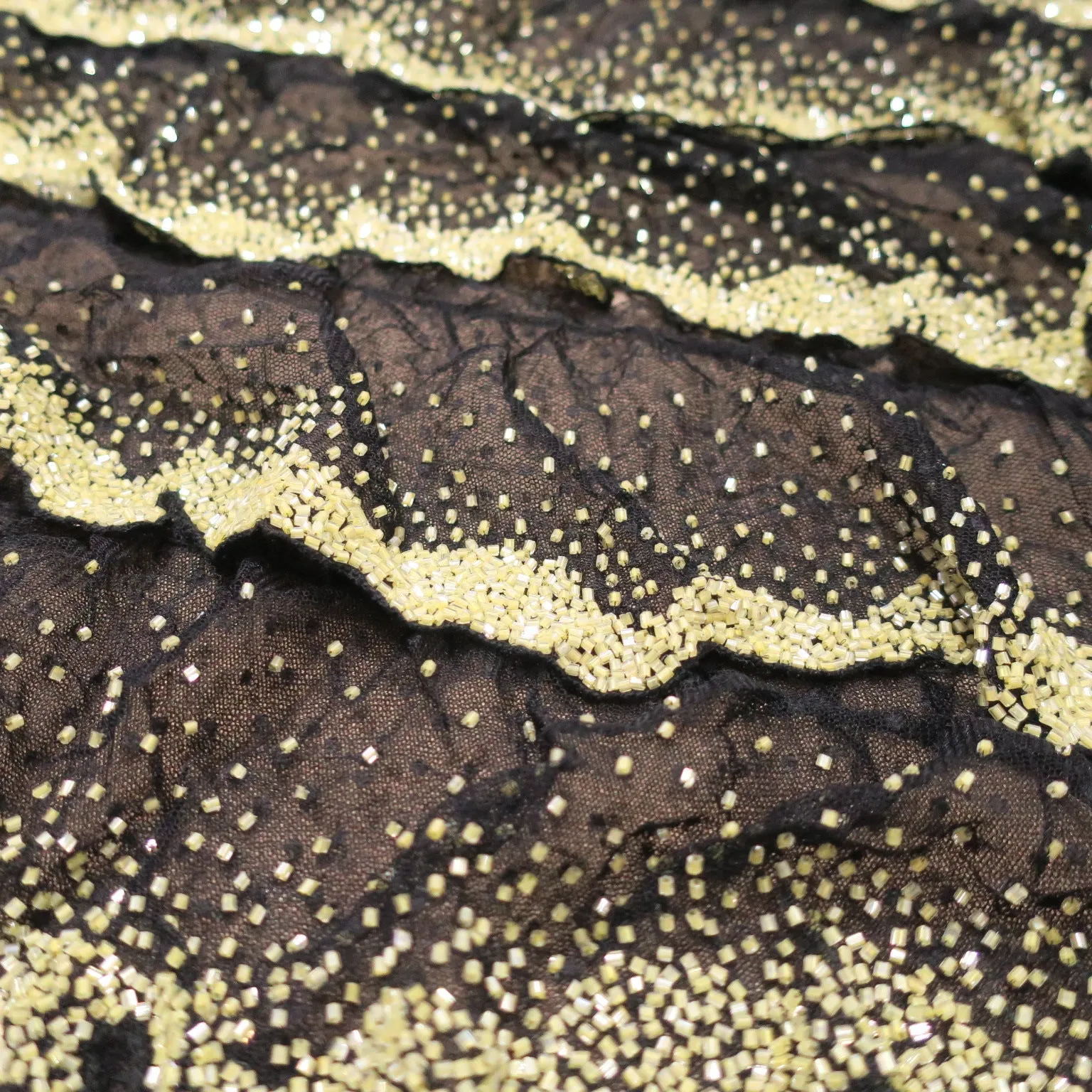Black Abstract Embroidered Tulle Fabric