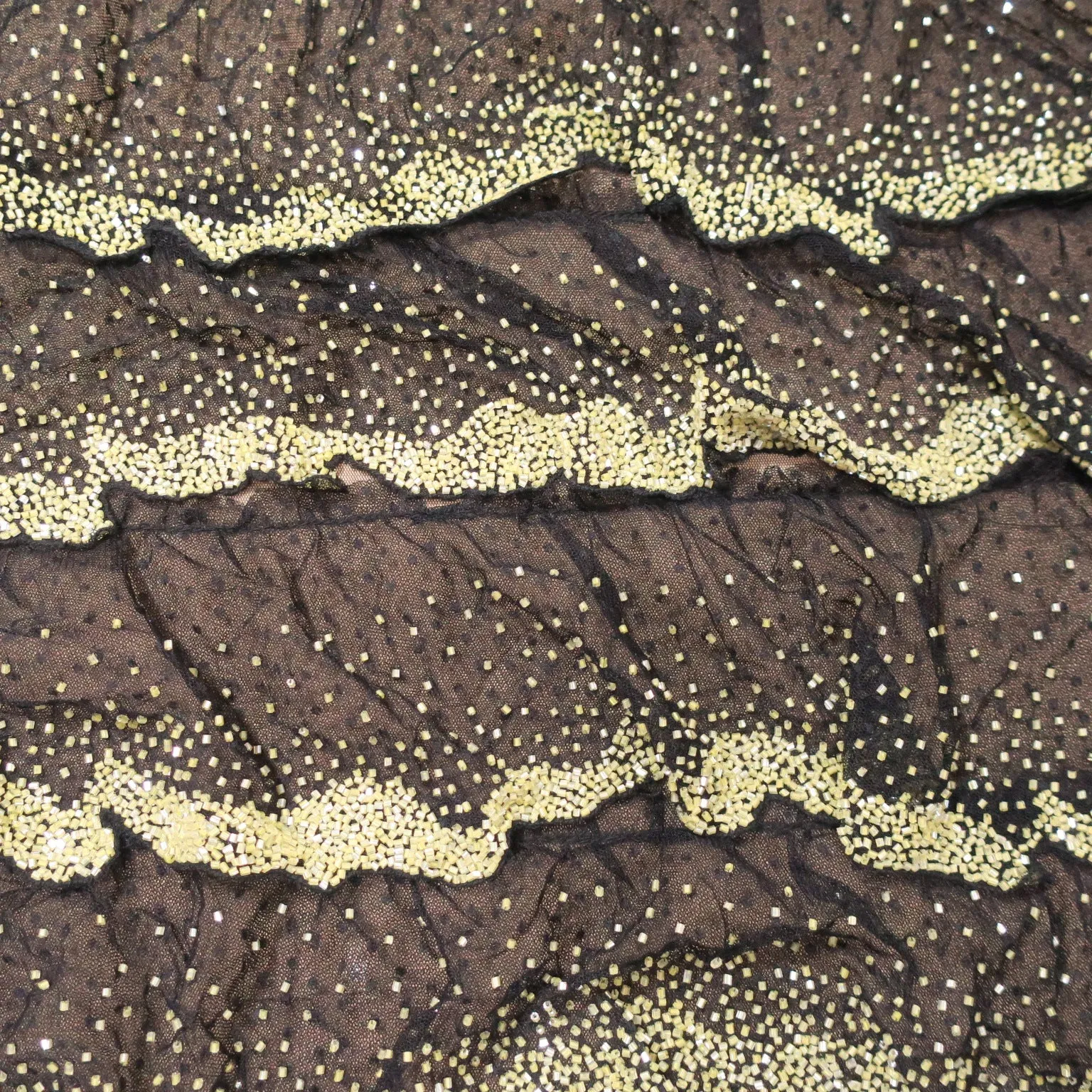 Black Abstract Embroidered Tulle Fabric